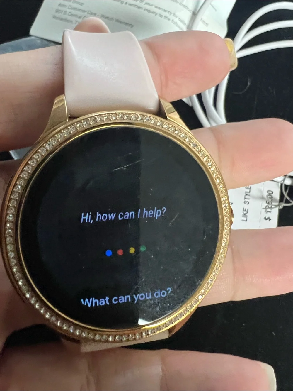 Fossil Pink Silicone Smartwatch with Rose Gold Crystal Bezel